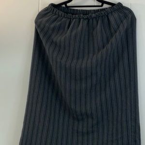 SIMPLE ELASTIC WAIST GREY PINSTRIPE MIDI SKIRT B25